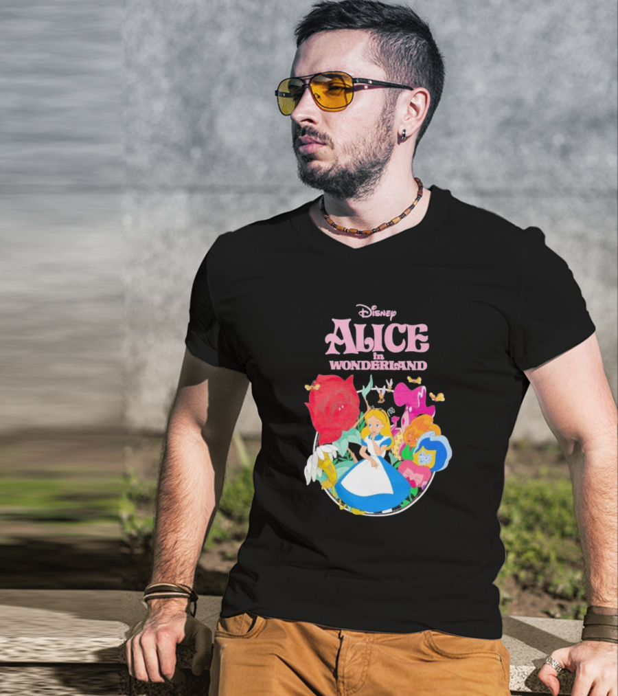 Disney Alice In Wonderland Flowers And Characters Classic T-Shirt