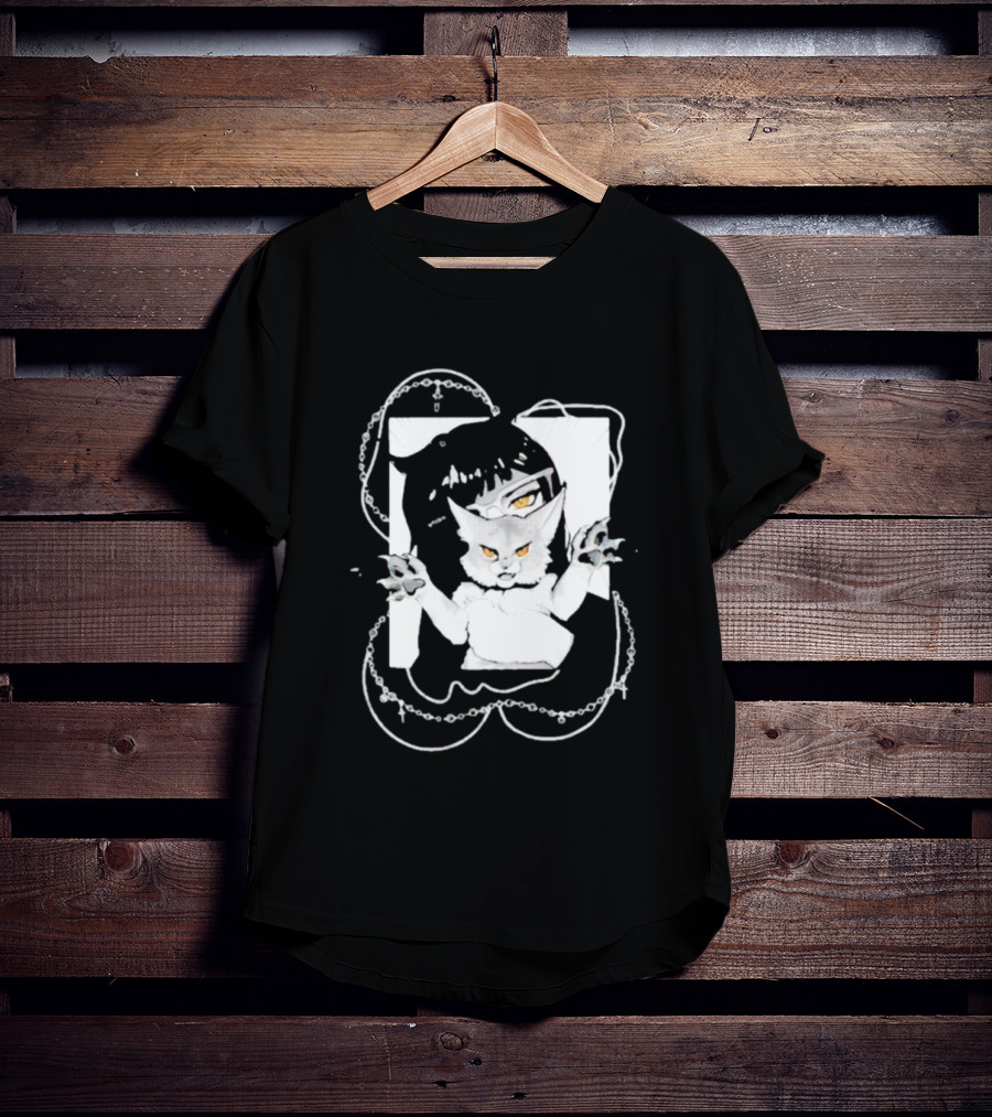 Aspens Cat Attack White Cat And Chains T-Shirt