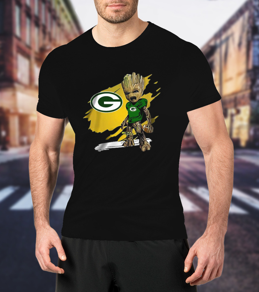 Baby Groot Green Bay Packers Football Fan T-Shirt