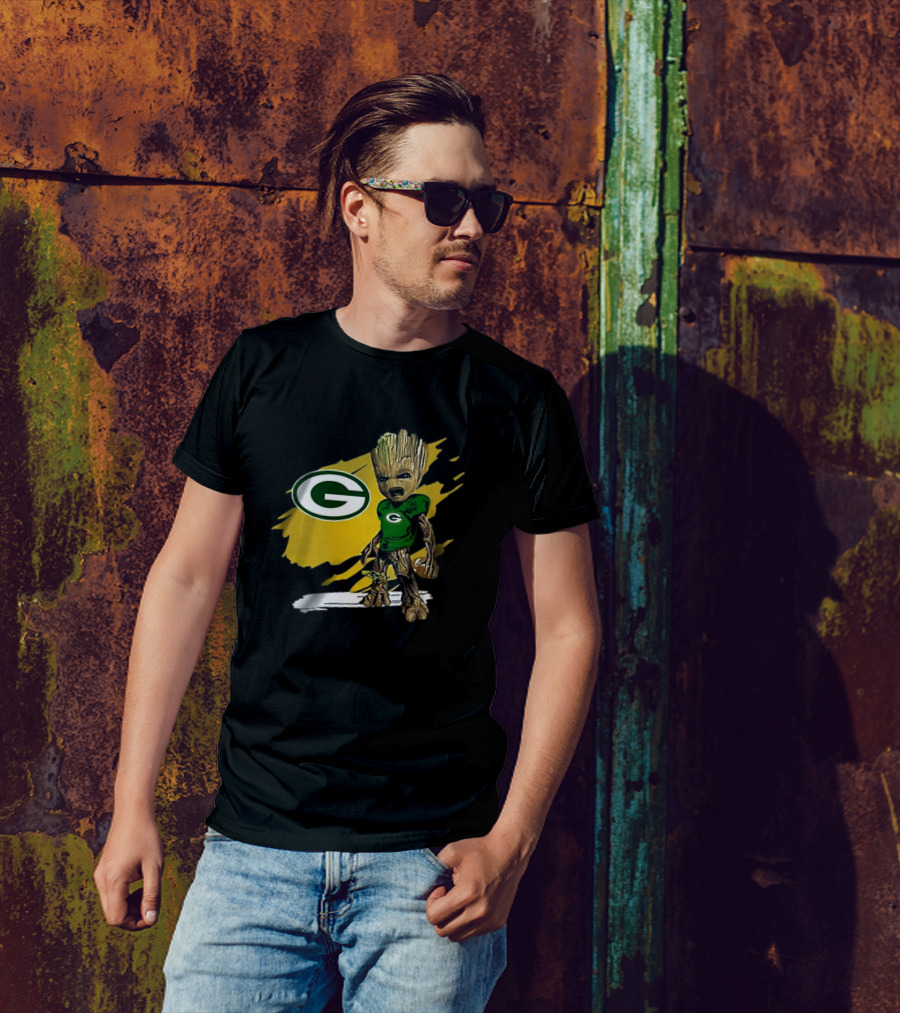 Baby Groot Green Bay Packers Football Fan T-Shirt