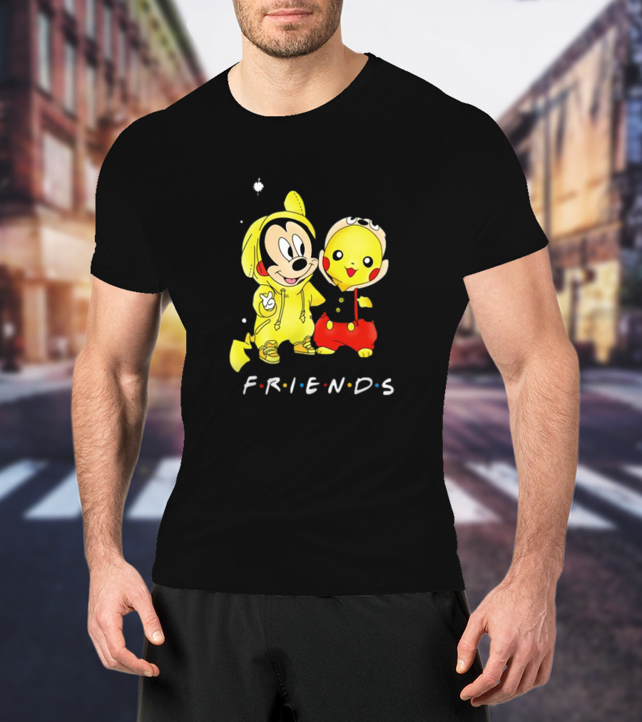 Baby Mickey Mouse And Pikachu Friends Christmas T-Shirt