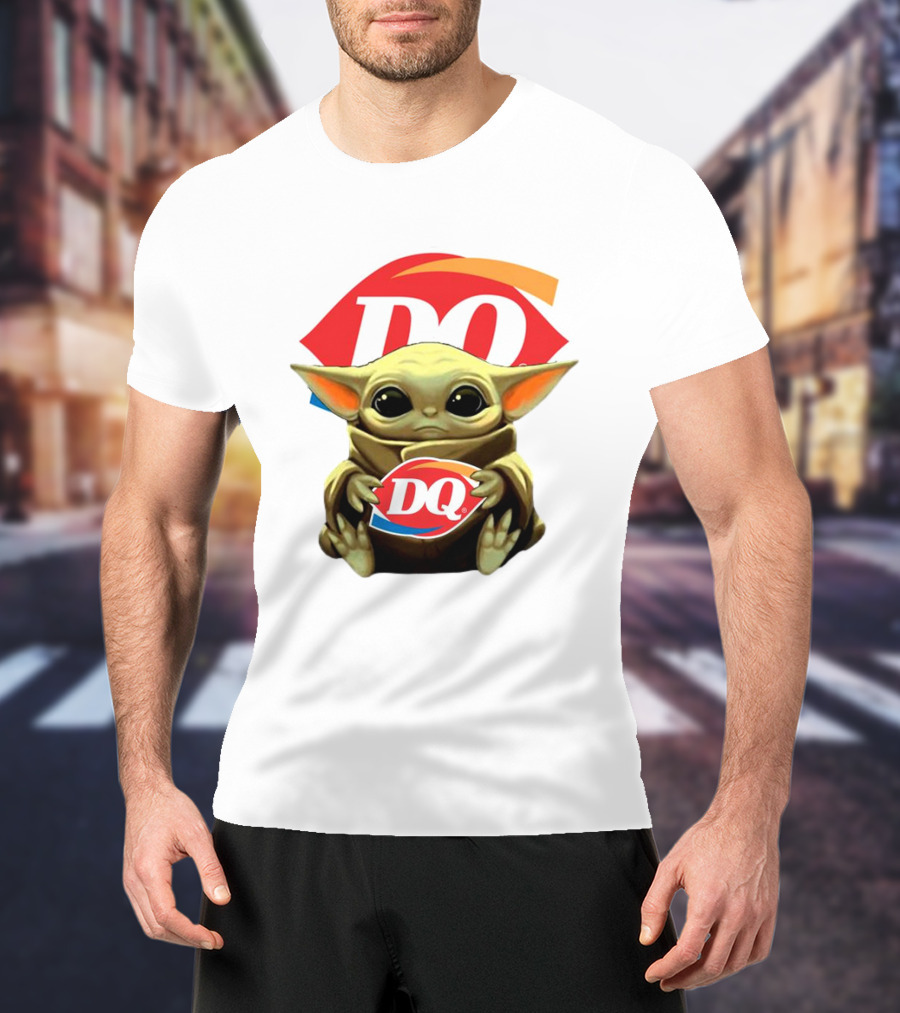 Baby Yoda With DQ Logo Hug T-Shirt