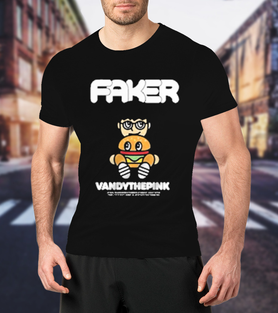 Faker Vandythepink Burger Character With Glasses T-Shirt