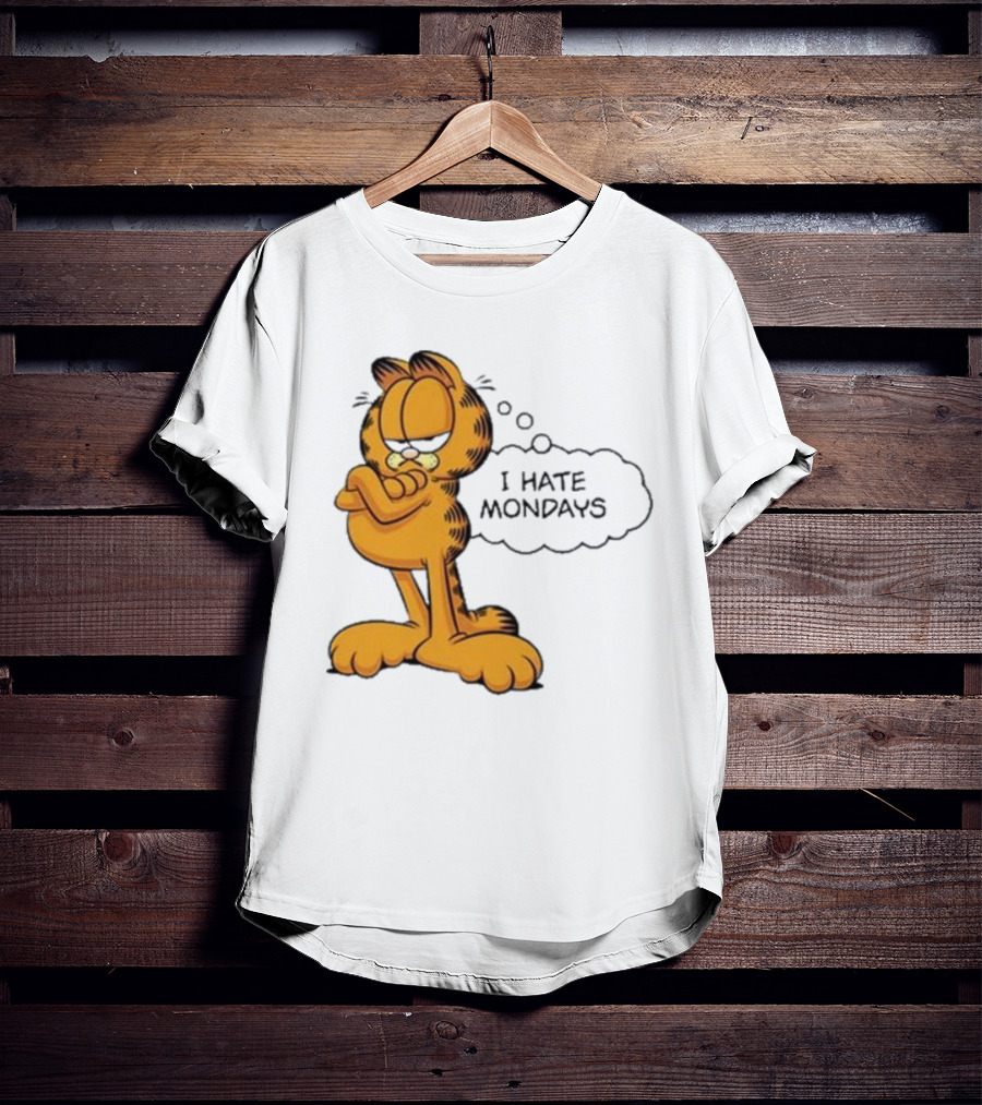Garfield Comic Character Stating I Hate Mondays With Crossed Arms T-Shirt