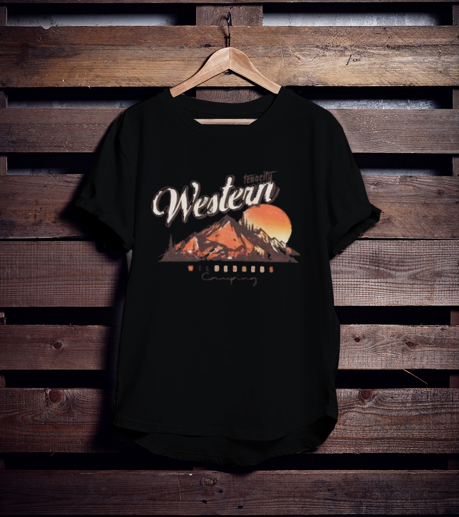 Western Tenacity Wilderness Camping Moonlit Mountains T-Shirt