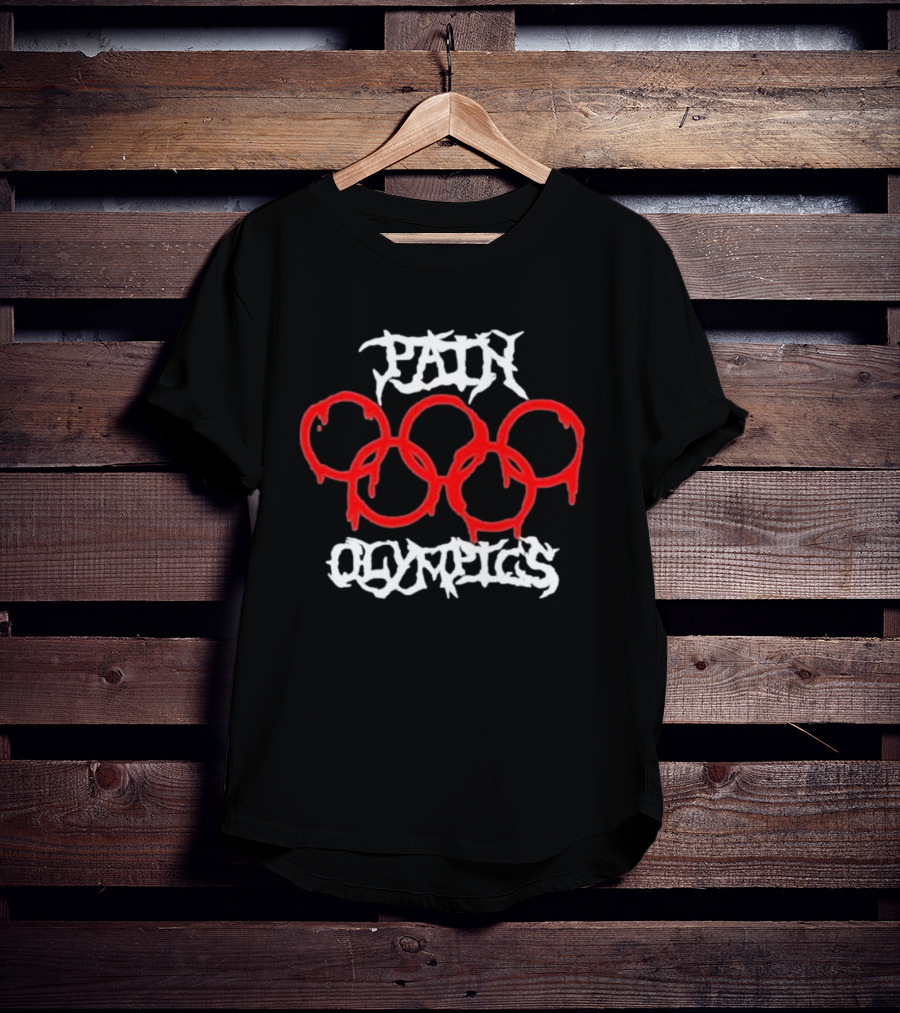 Pain Olympics Melted Rings Dripping Blood Effect T-Shirt