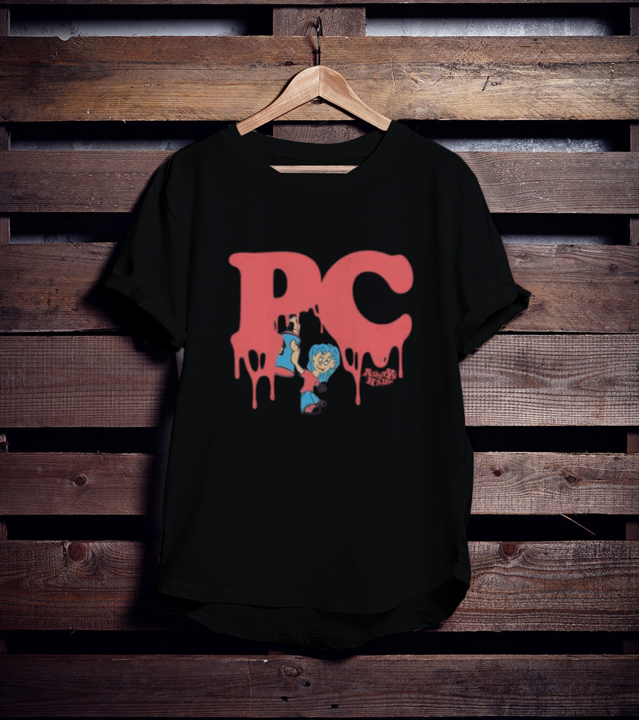 PC Auntys Haus Dripping Graffiti Cartoon Character T-Shirt