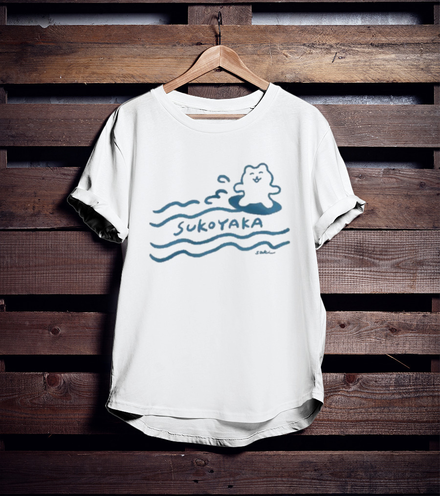 Sukoyaka Smiling Figure On Waves Regular Fit T-Shirt