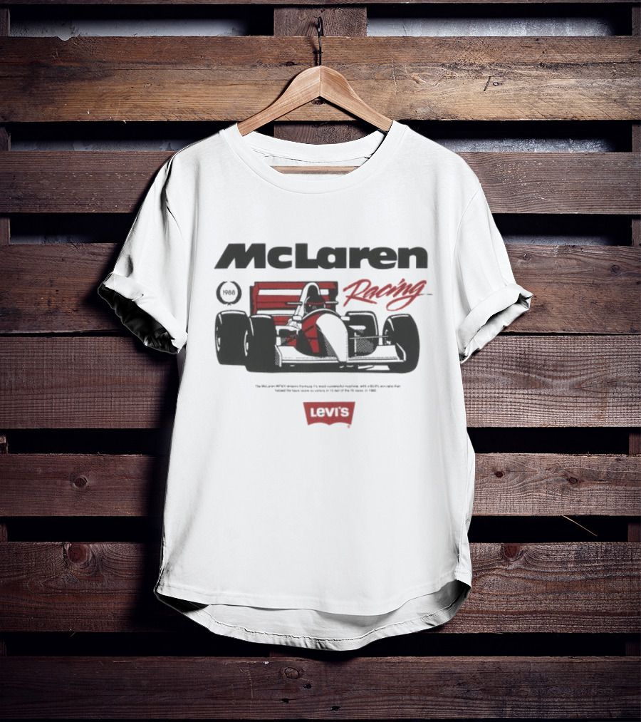 Mclaren Racing Levi's 1988 The Mclaren Mp4 4 Formula 1's Most Successful Machine T-Shirt