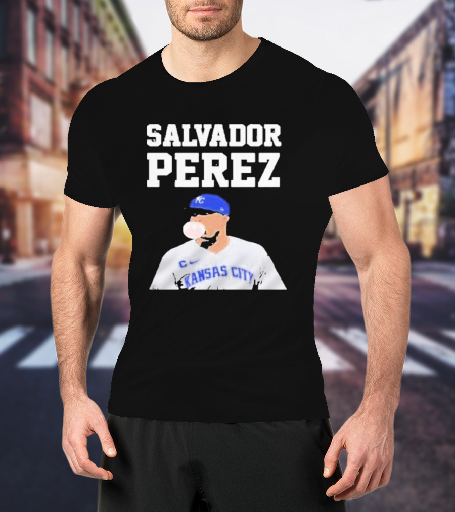 SALVADOR PEREZ KANSAS CITY BUBBLE GUM KING KC BASEBALL T-Shirt