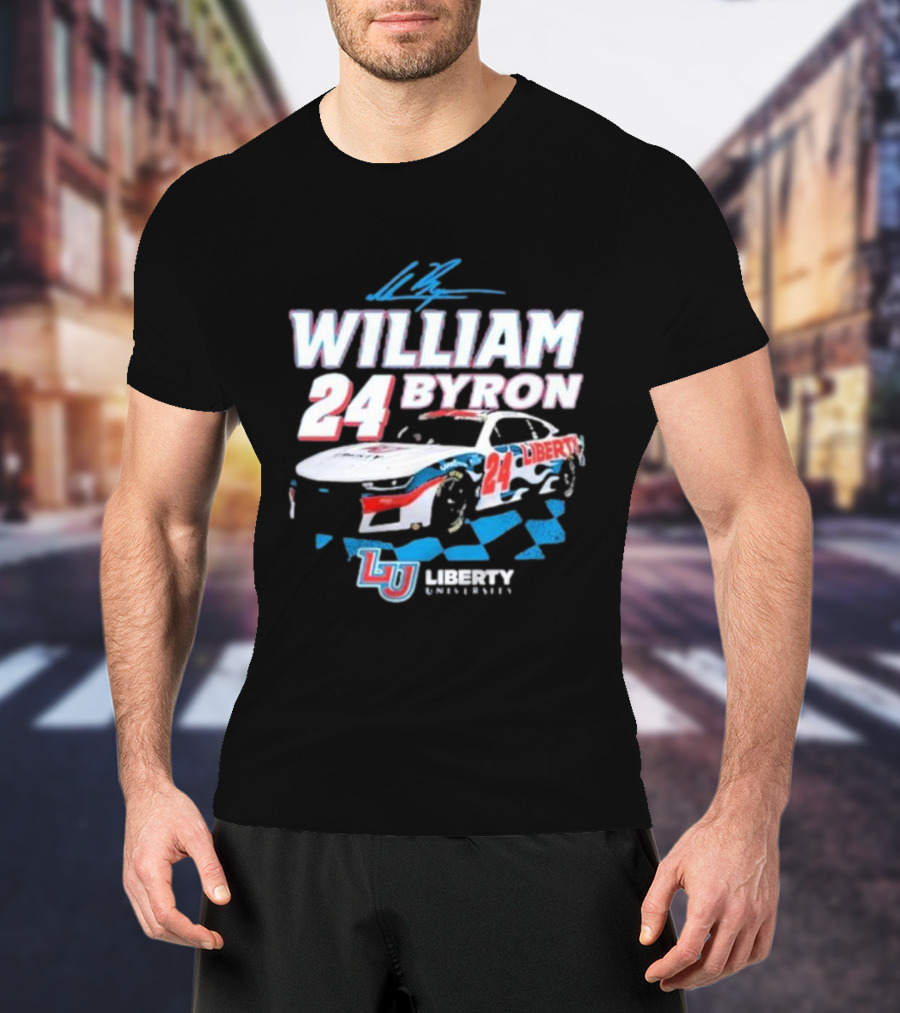 William Byron 24 Liberty University Race Car LU Signature T-Shirt