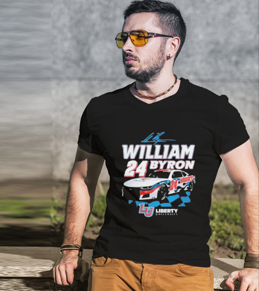 William Byron 24 Liberty University Race Car LU Signature T-Shirt