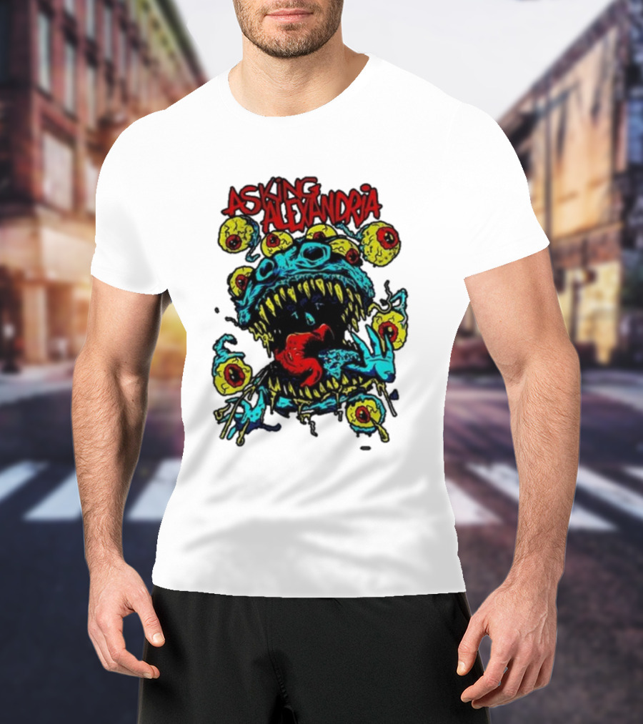 Asking Alexandria Eyeball Monster With Multiple Eyes And Fanged Mouth T-Shirt