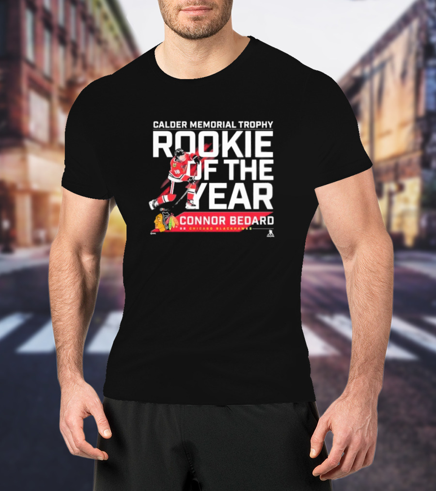 Connor Bedard Calder Memorial Trophy Rookie Of The Year 98 Chicago Blackhawks T-Shirt