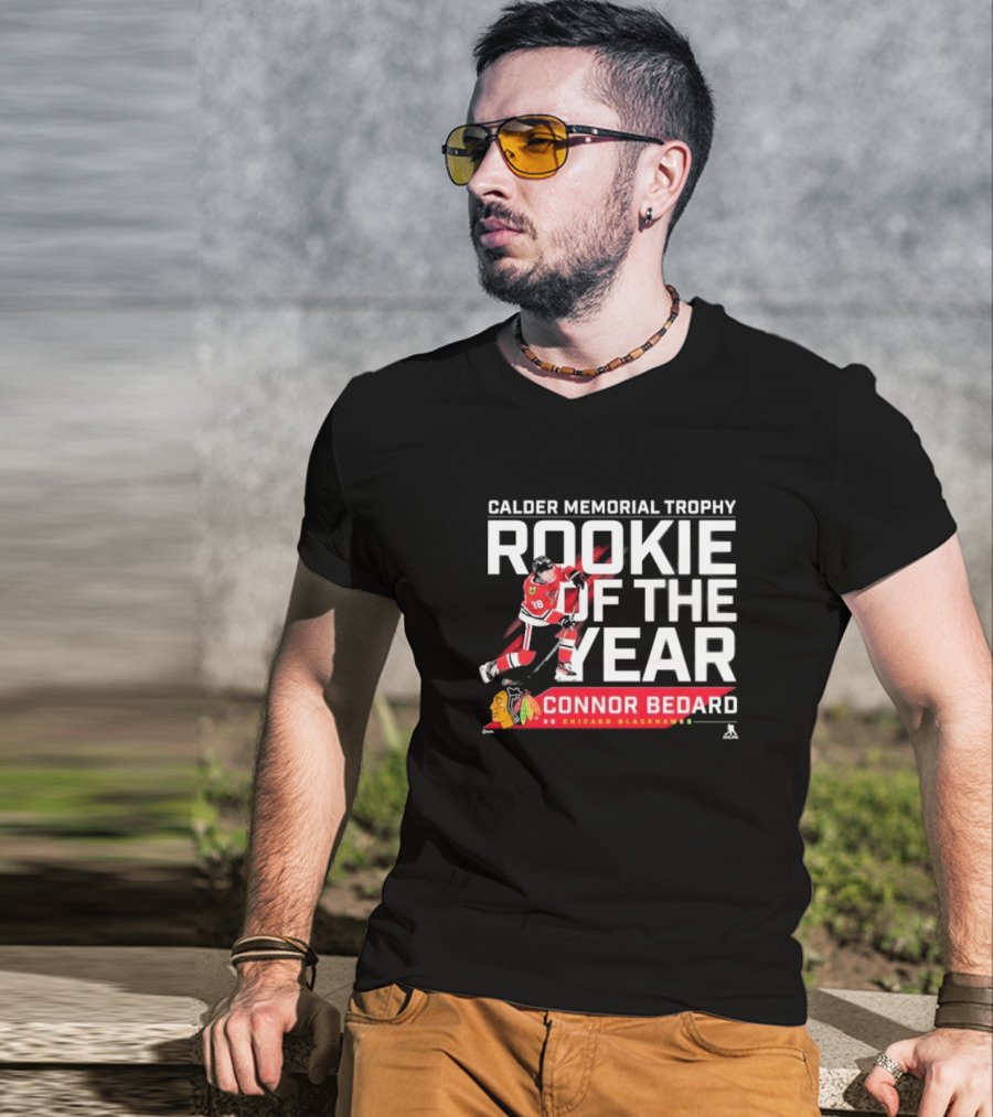 Connor Bedard Calder Memorial Trophy Rookie Of The Year 98 Chicago Blackhawks T-Shirt
