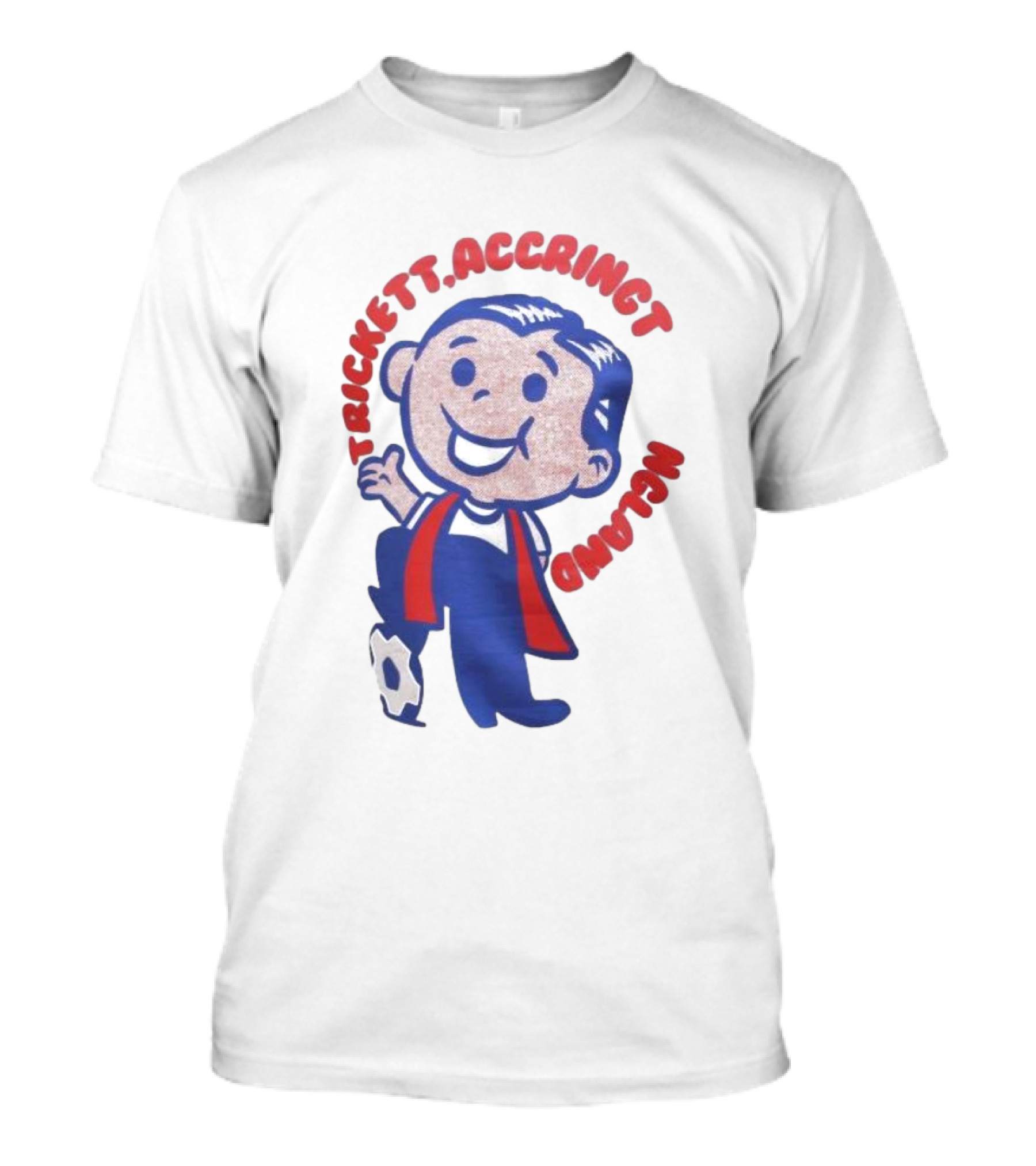 Trickett Accrington England Soccer Boy Cartoon Character T-Shirt