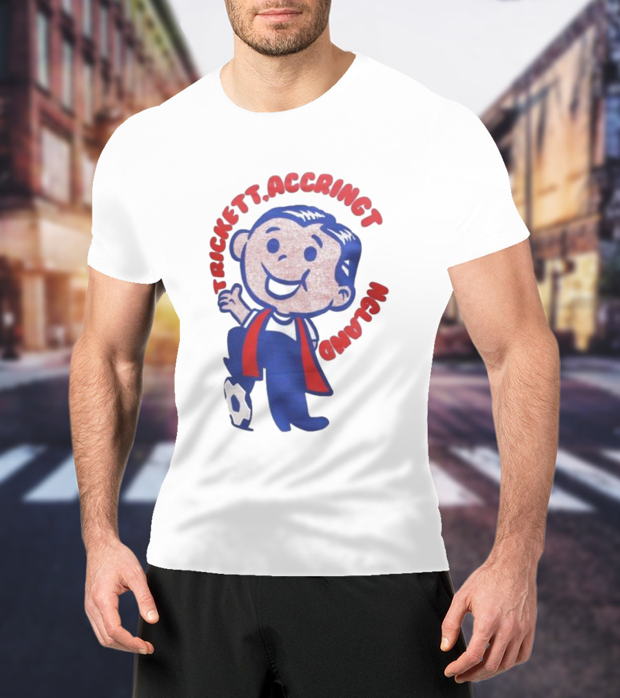 Trickett Accrington England Soccer Boy Cartoon Character T-Shirt