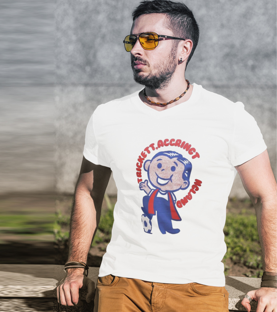 Trickett Accrington England Soccer Boy Cartoon Character T-Shirt