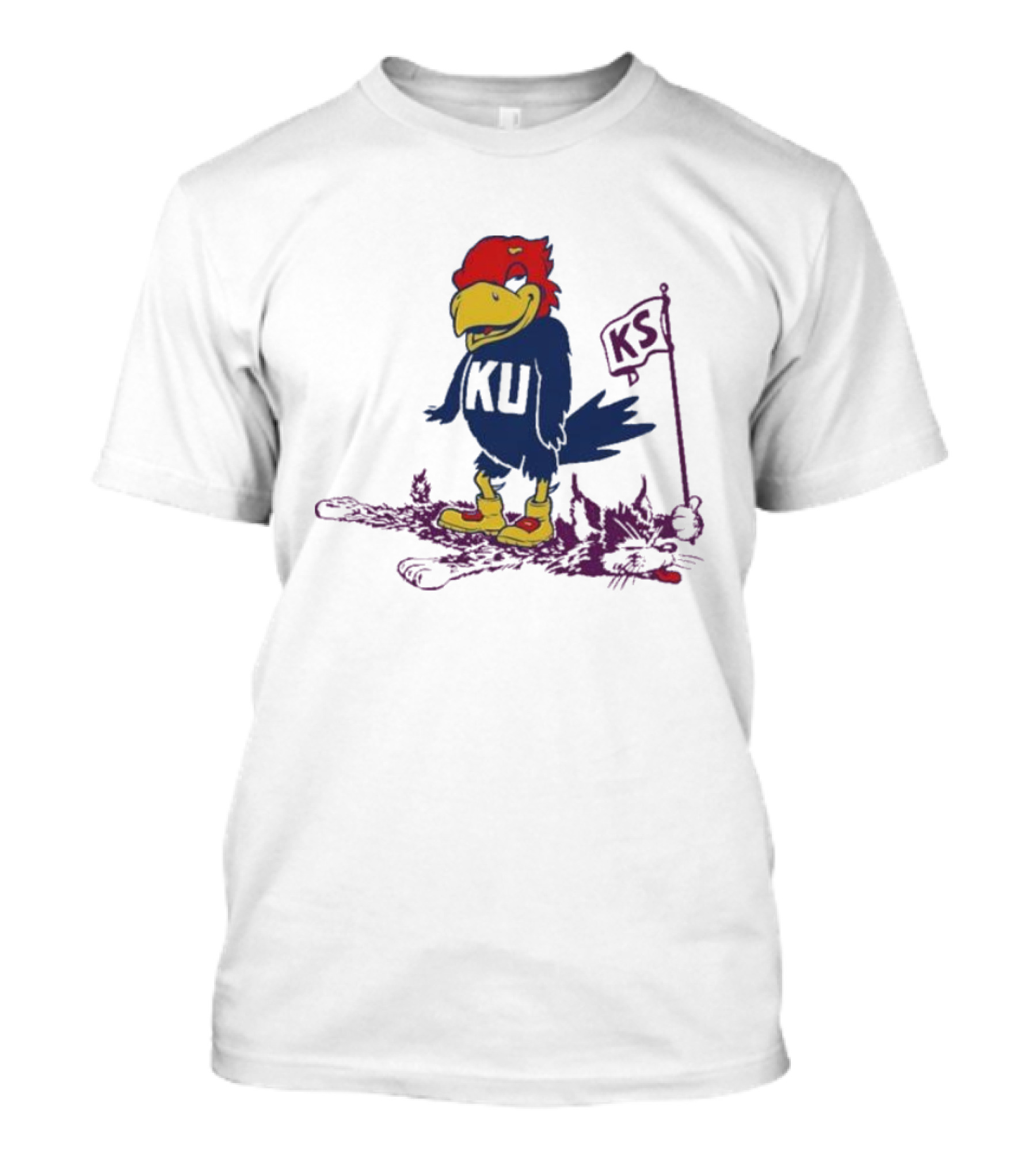Kansas Jayhawks Vintage Rare Rivalry KU KS Flag T-Shirt