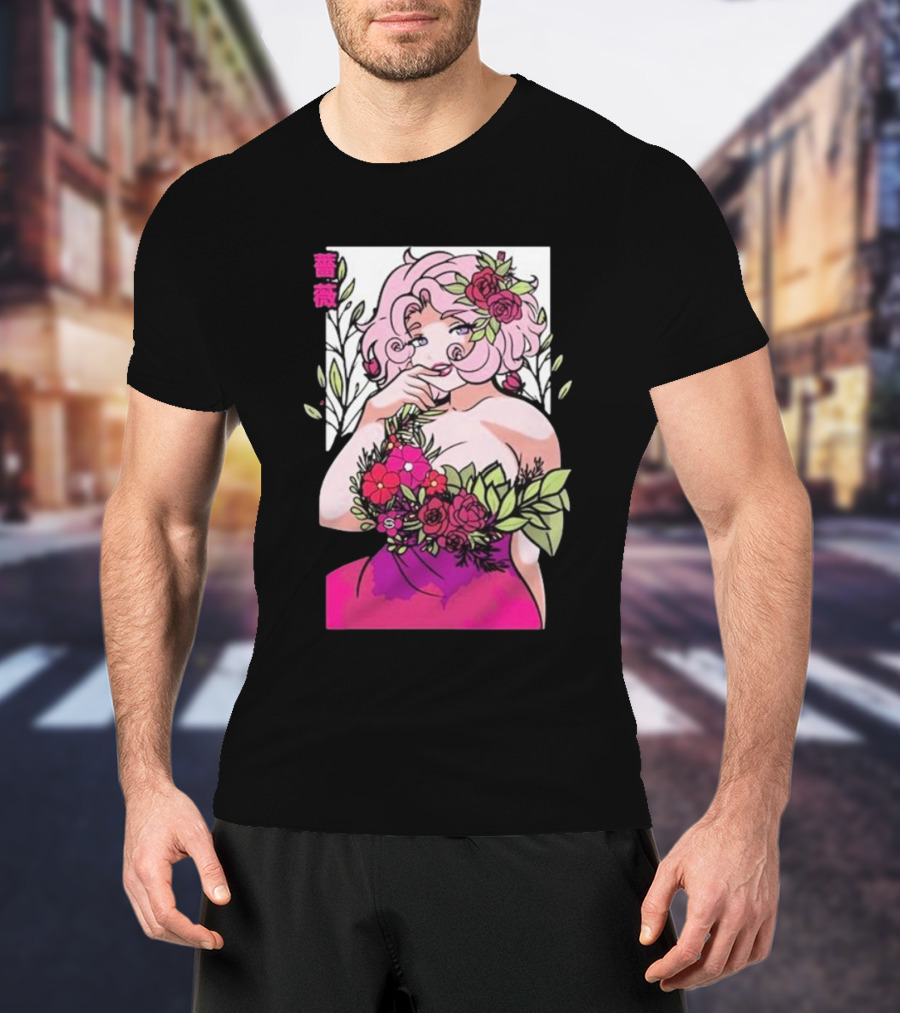 Ph1lza Game Supp Floral Anime Character T-Shirt