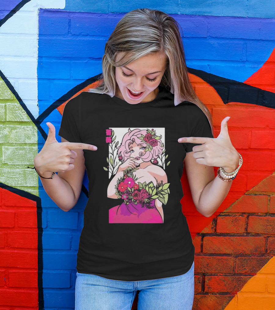 Ph1lza Game Supp Floral Anime Character T-Shirt
