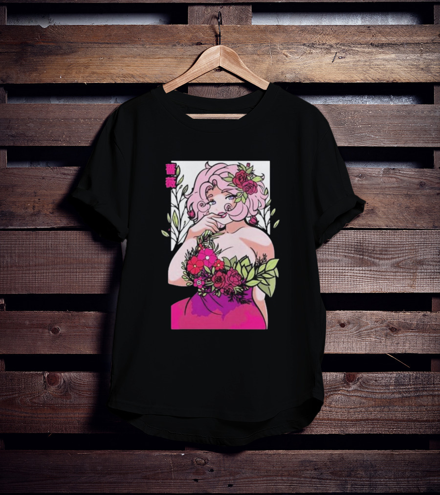 Ph1lza Game Supp Floral Anime Character T-Shirt