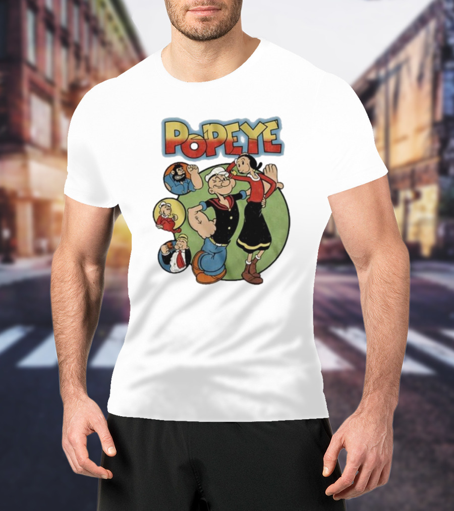 Popeye And Olive Oyl Cartoon Characters Sailor Spinach Classic Animation T-Shirt