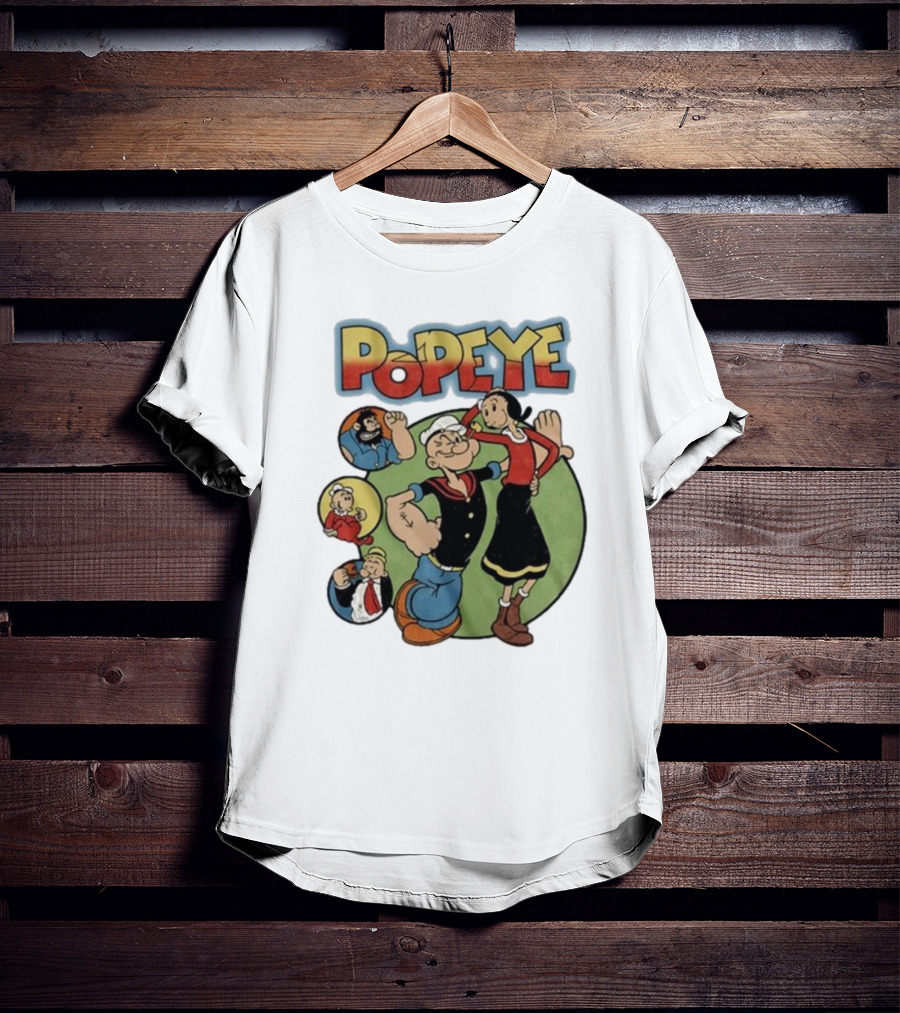 Popeye And Olive Oyl Cartoon Characters Sailor Spinach Classic Animation T-Shirt