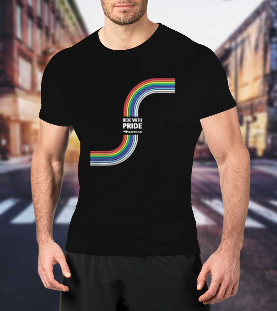 Ride With Pride Amtrak Rainbow Curve T-Shirt