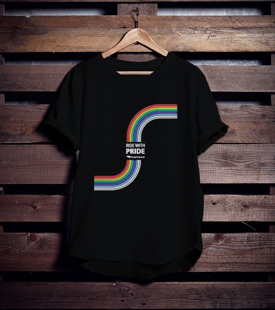 Ride With Pride Amtrak Rainbow Curve T-Shirt