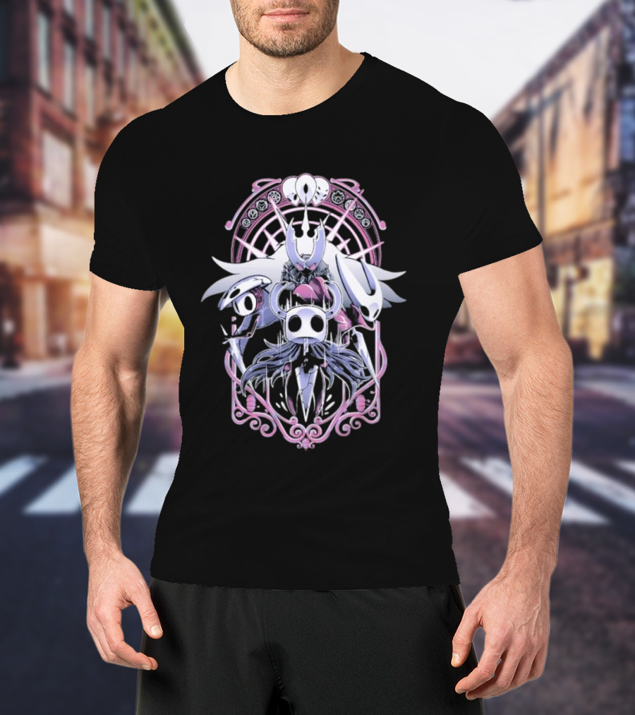 Hollow Knight Wanderers Art Nouveau Design With Knight Nails And Charms T-Shirt