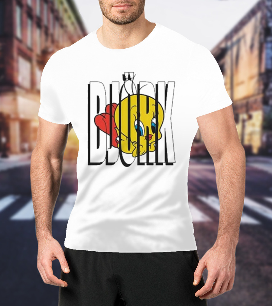 Lxix Apparel Tweety Bjork Bold Cartoon Contrast T-Shirt