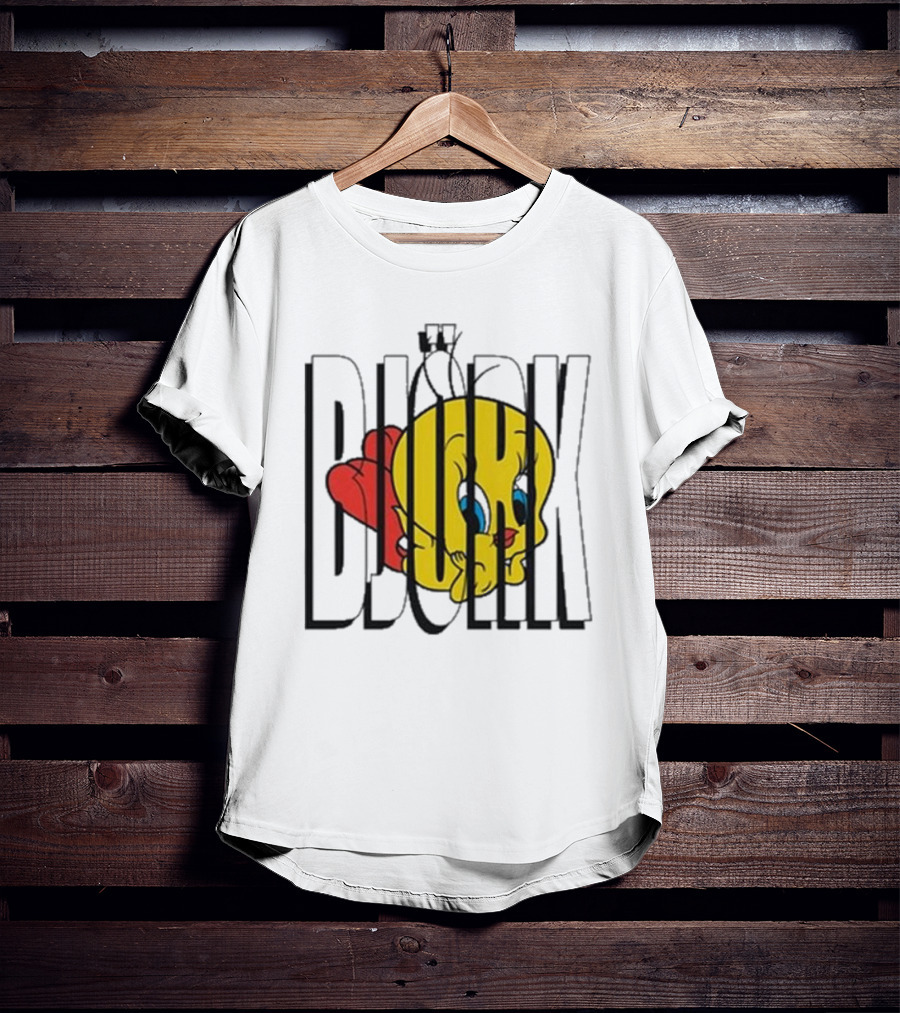 Lxix Apparel Tweety Bjork Bold Cartoon Contrast T-Shirt