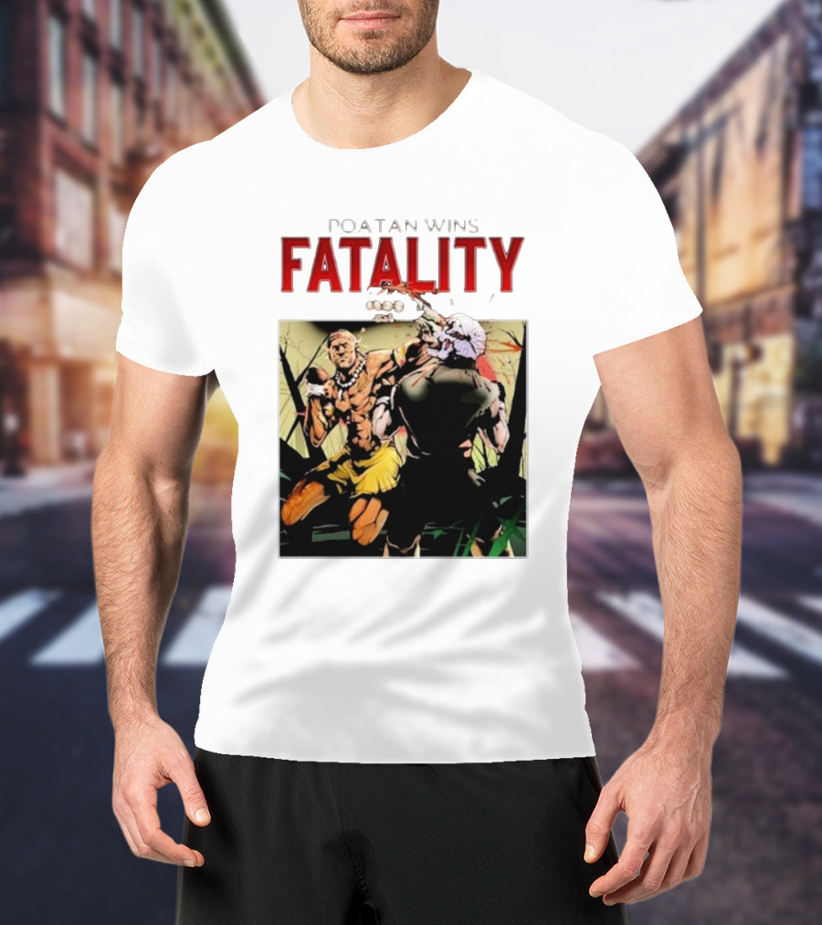 Poatan Wins Fatality Comic Style Fight Scene T-Shirt