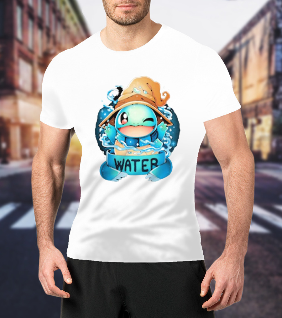 Squirtle Wizard Water Winking Blue Hat T-Shirt