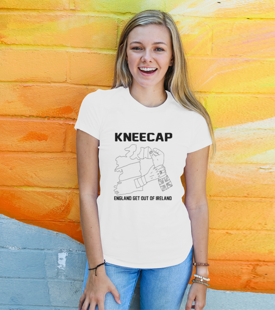Kneecap England Get Out Of Ireland Map Hand Flag T-Shirt