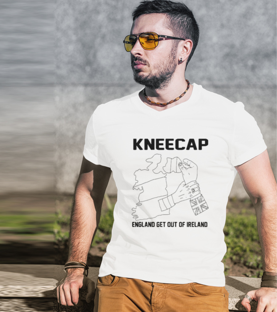 Kneecap England Get Out Of Ireland Map Hand Flag T-Shirt