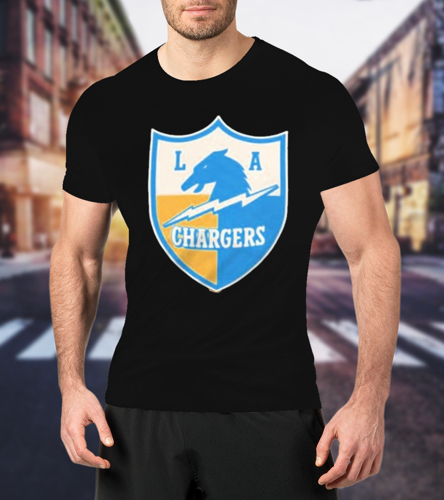 Los Angeles Chargers 1961 Vintage Logo Shield With Horse And Bolt T-Shirt