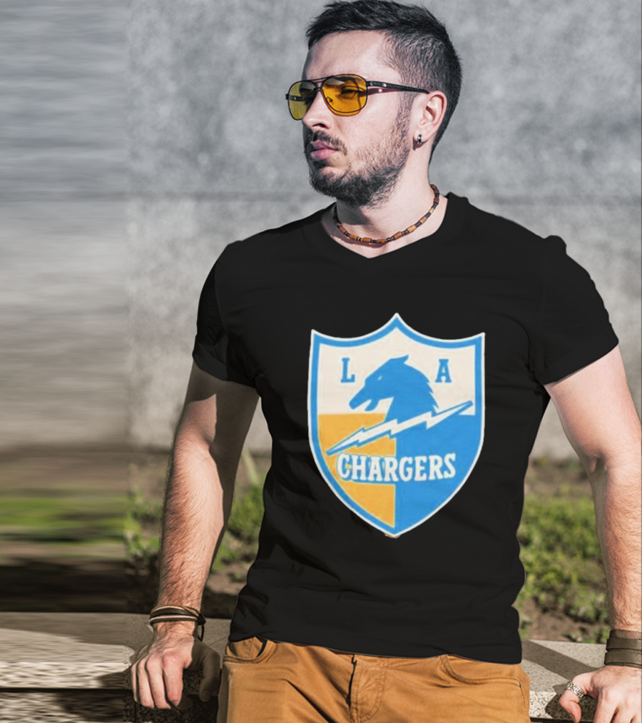 Los Angeles Chargers 1961 Vintage Logo Shield With Horse And Bolt T-Shirt