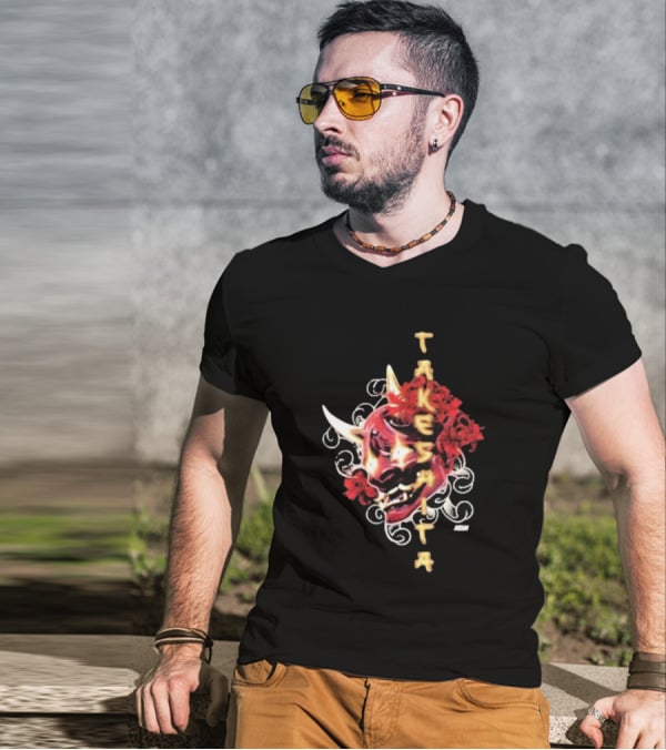 Takeshita Demon Oni Mask Floral ABM T-Shirt