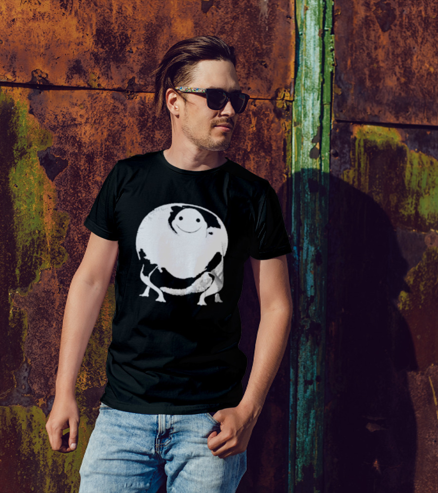 Marble City Pizza Cow Happy Black And White Smiling Cow T-Shirt