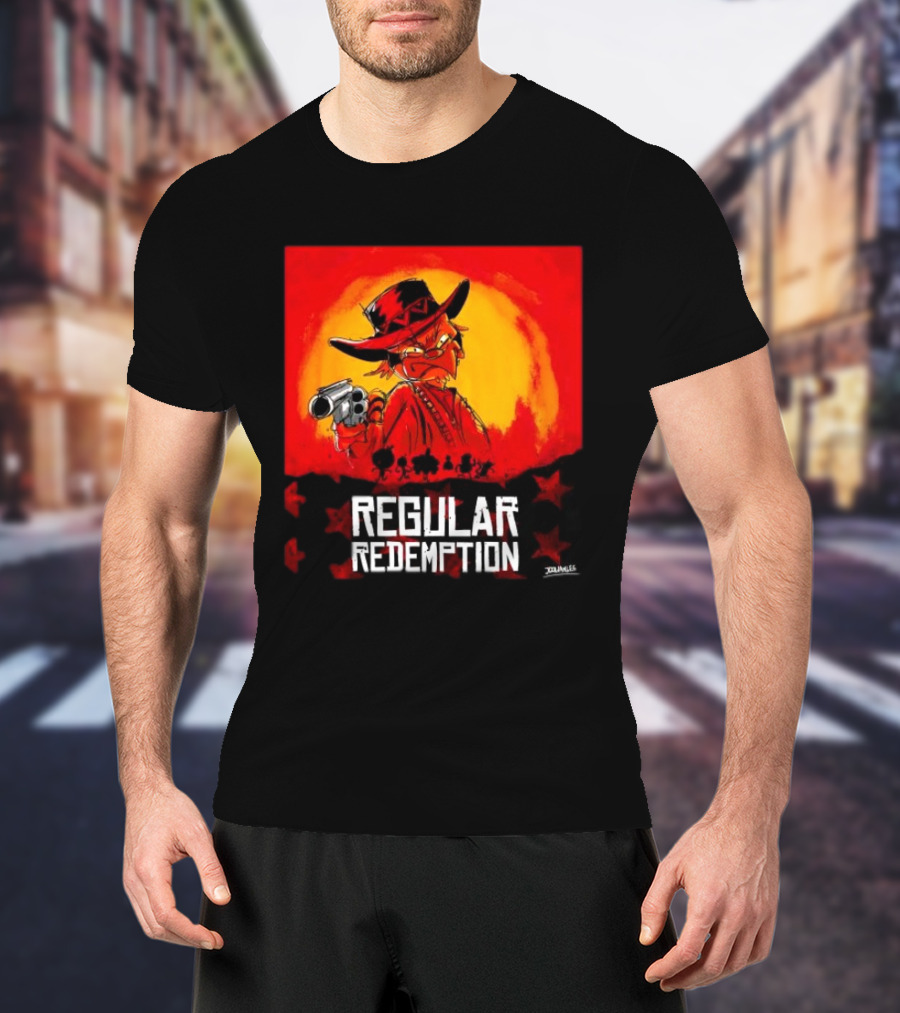 Regular Redemption Cartoon Cowboy Western Gunman T-Shirt