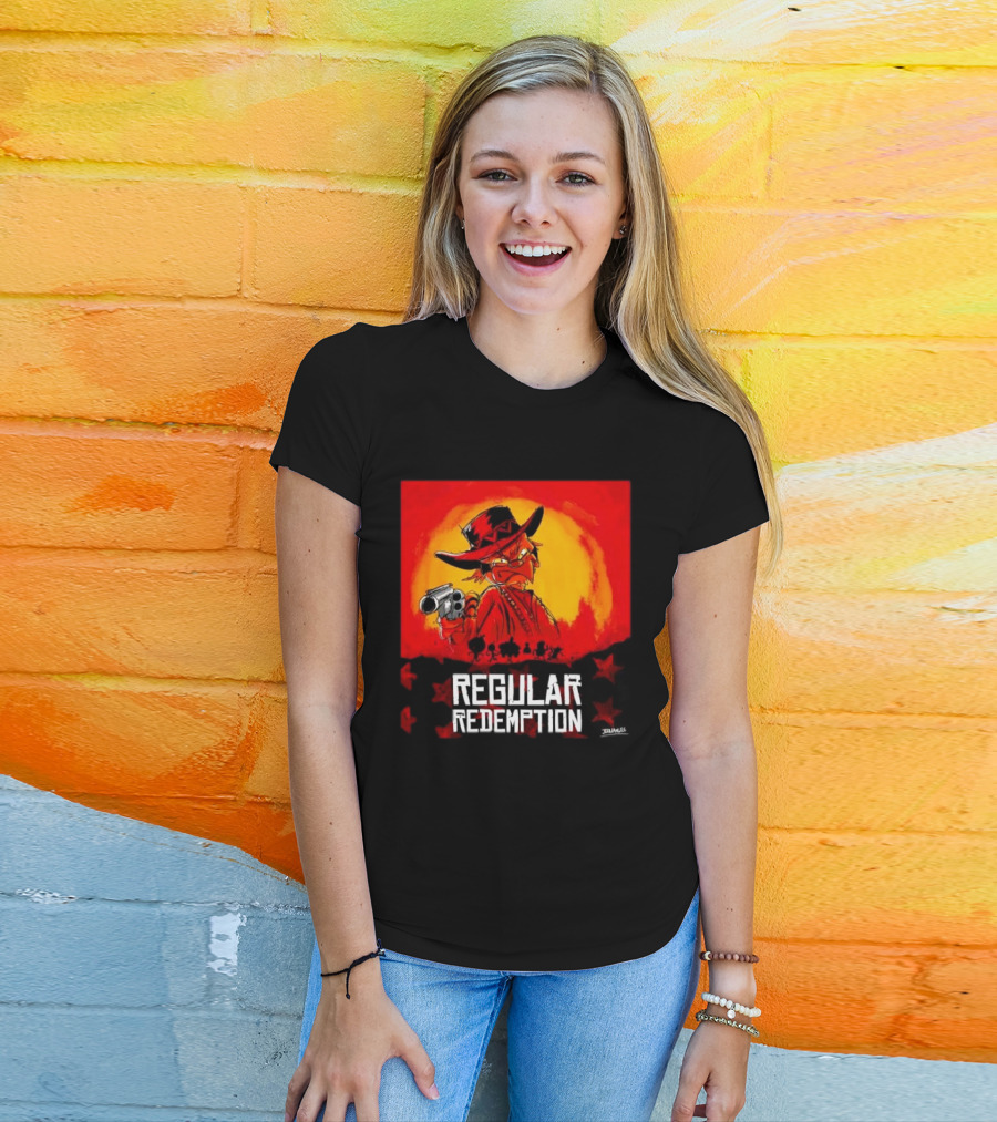 Regular Redemption Cartoon Cowboy Western Gunman T-Shirt