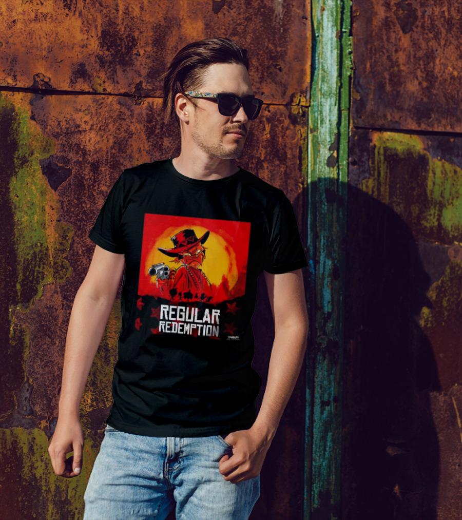 Regular Redemption Cartoon Cowboy Western Gunman T-Shirt