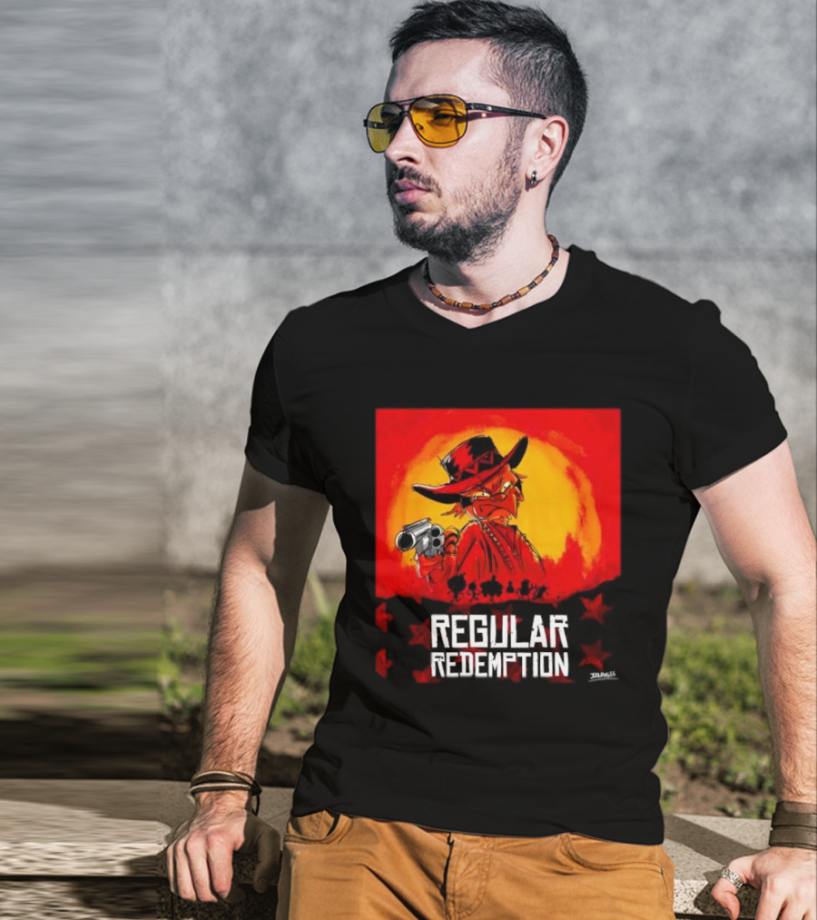 Regular Redemption Cartoon Cowboy Western Gunman T-Shirt