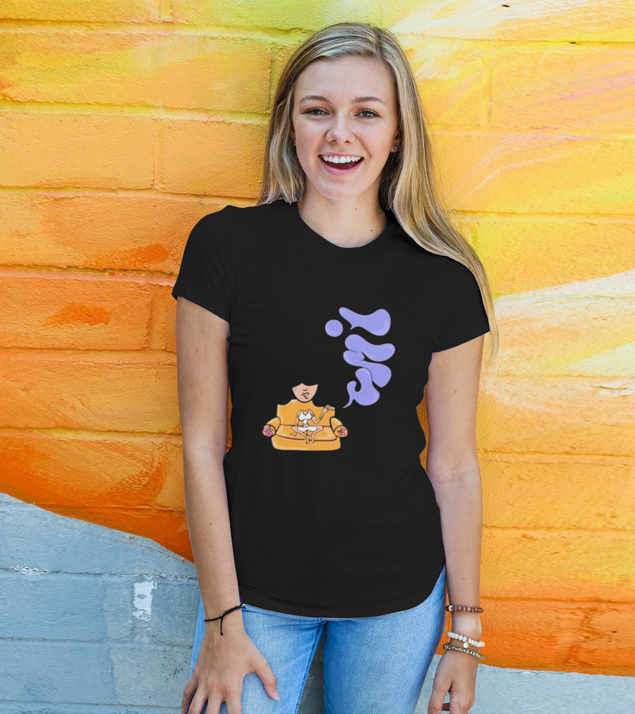 Umi Sitting On Couch With Whoisumi Stylized Smoke T-Shirt