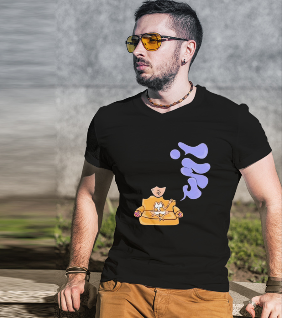 Umi Sitting On Couch With Whoisumi Stylized Smoke T-Shirt