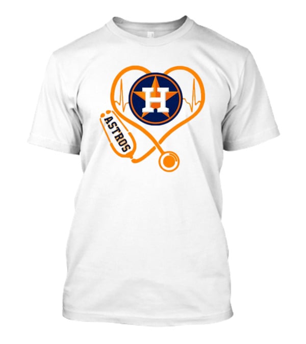 Heartbeat Nurse Love Houston Astros Stethoscope T-Shirt