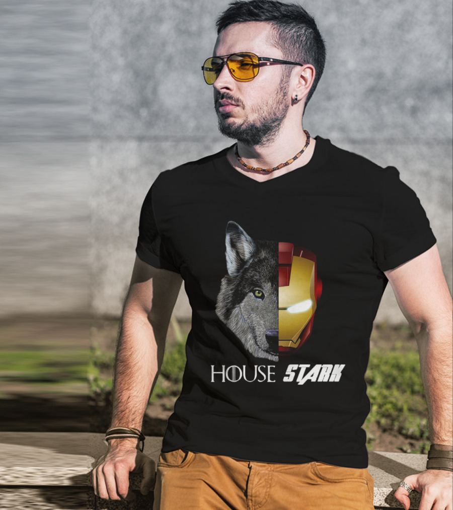 House Stark Iron Man Wolf Helm Stark T-Shirt