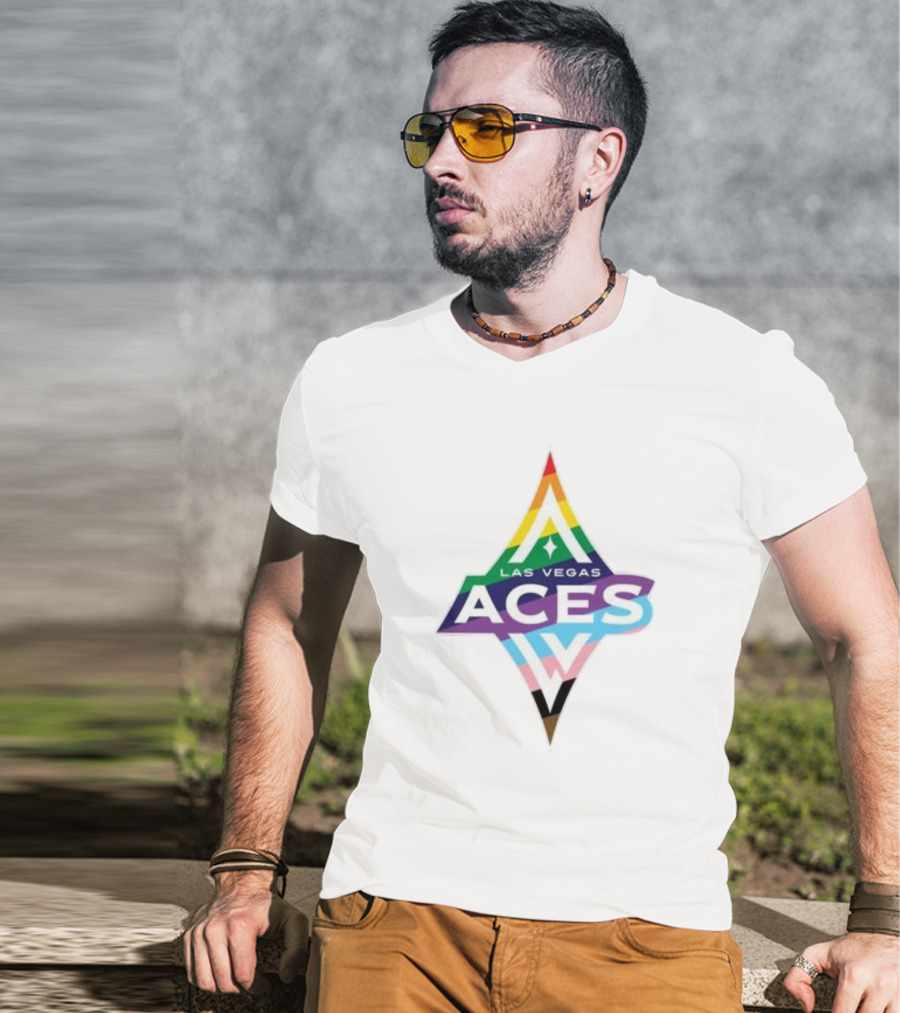 Las Vegas Aces Pride Rainbow Logo T-Shirt